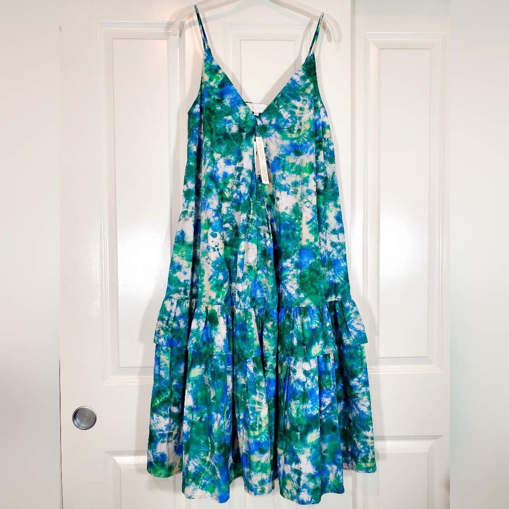 Anthropologie Corey Lynn Calter Boho Cotton V-Neck Relaxed Ruffle Midi Dress S - Picture 3 of 17